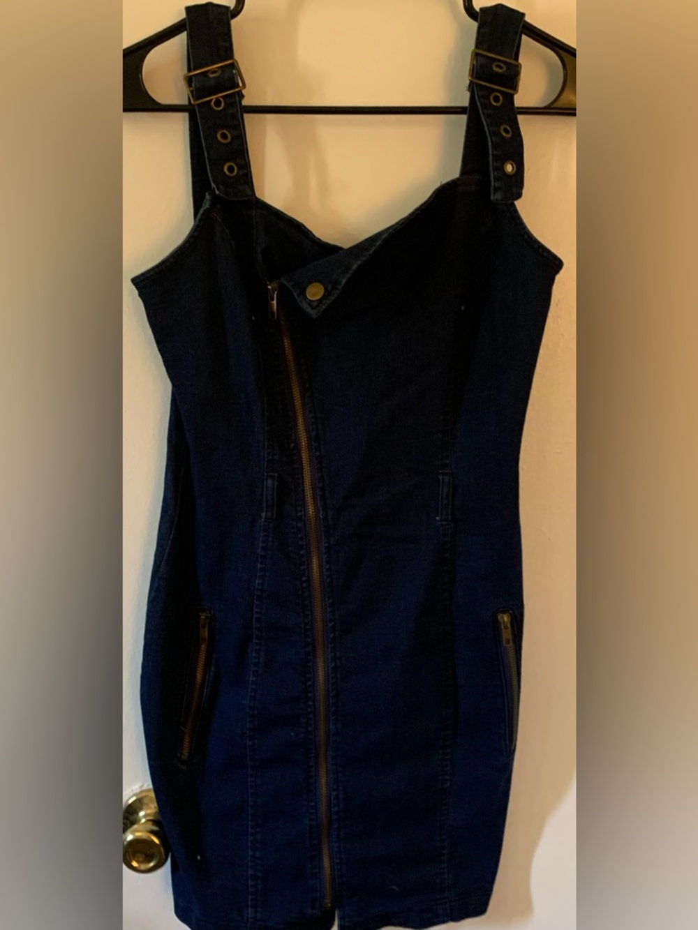 NWT Motor City Fashion Nova Dark Blue Denim Zipper Mini Dress